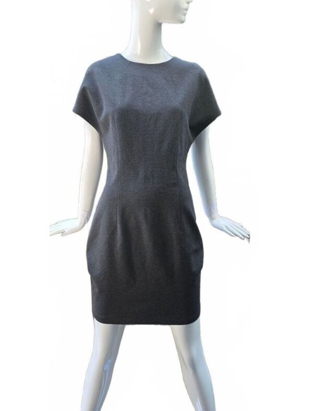 Kit & Ace Eco-Knit Cap Sleeve Tulip Shift Dress Keyhole Back Gray Small